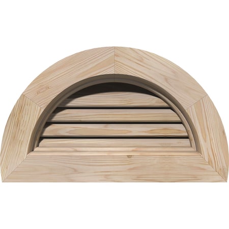 Half Round Gable Vent Unfinished, Functional, Pine Gable Vent W/ Brick Mould Face Frame, 12W X 06H